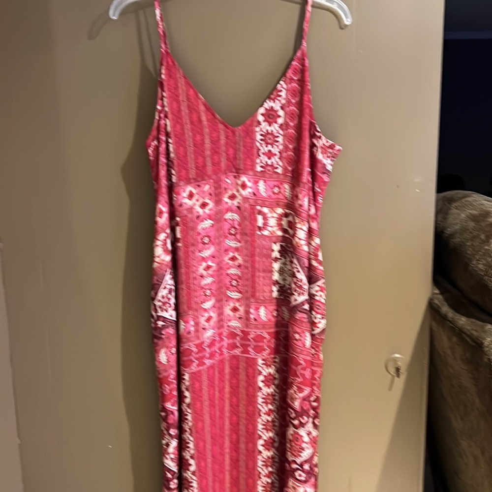 Karen Kane Amalfi Coast Side Floral MIDI Slit Dress. Sz L NEW